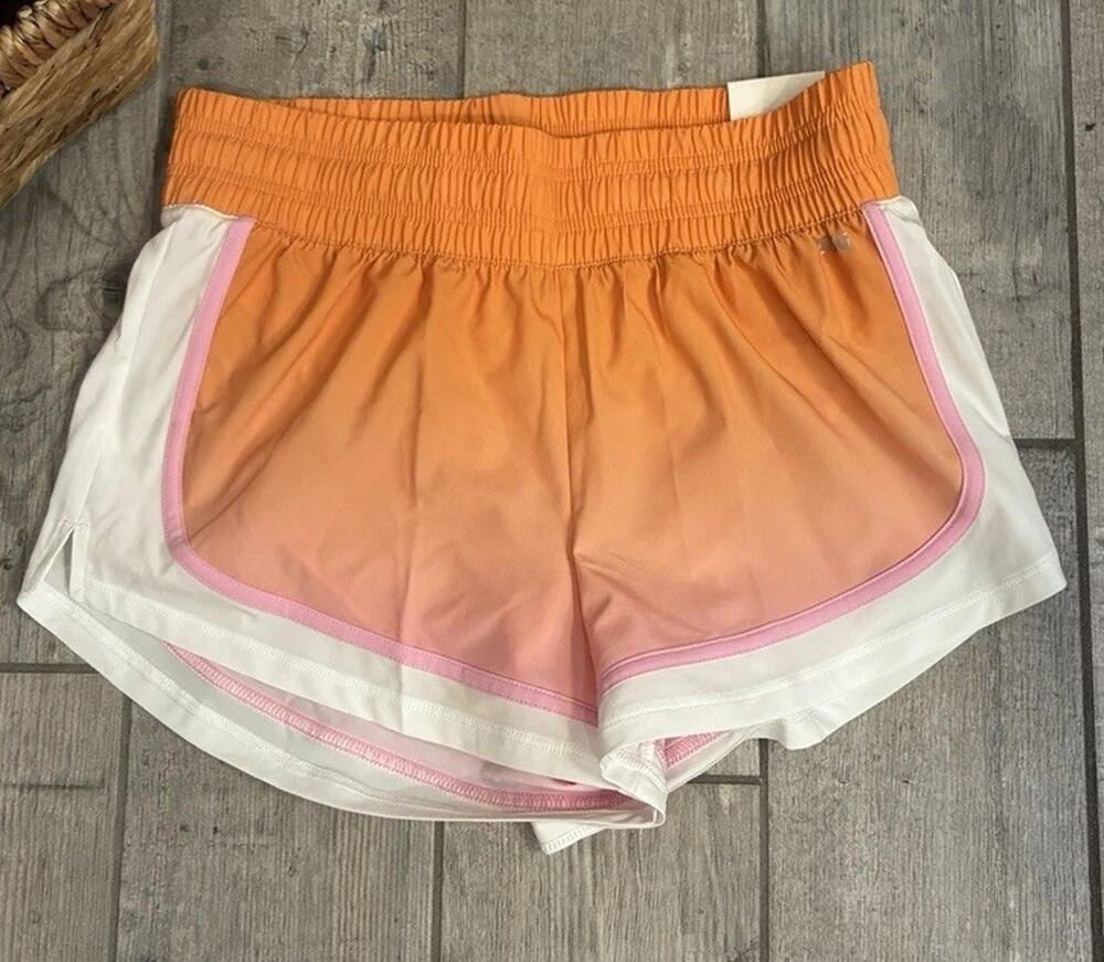 DSG Women's High Rise Stride Running Shorts Orange Pink Ombre Size S NWT